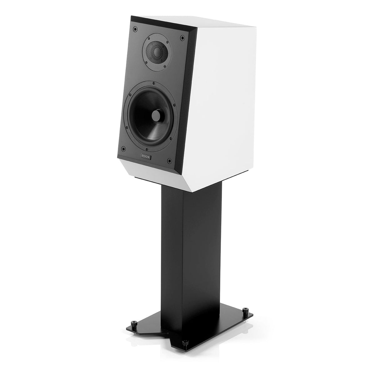 Epos ES-14N Weiss mit Standfuss Set Schrägansicht ohne Frontbespannung