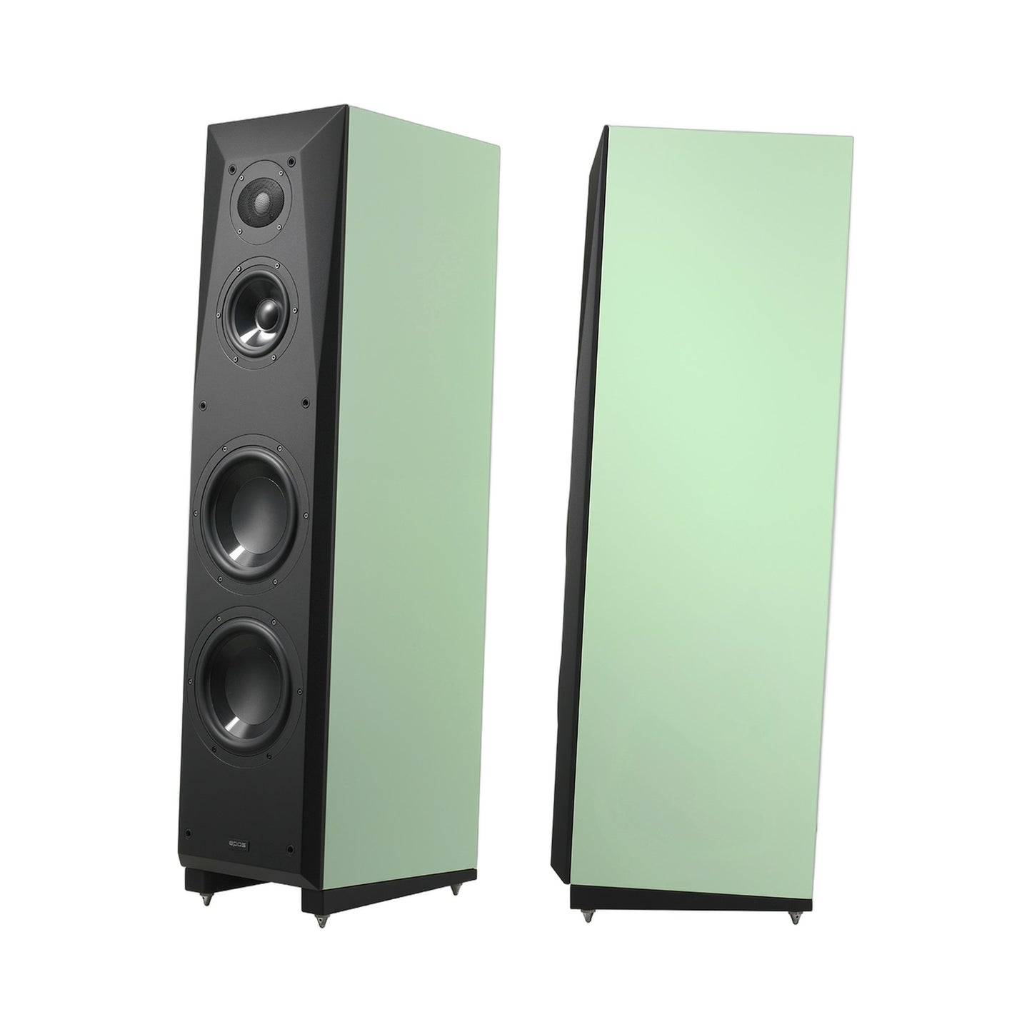 Epos ES-28N Standlautsprecher Jade-Grün Stereopaar mit und ohne montierte Frontbespannung