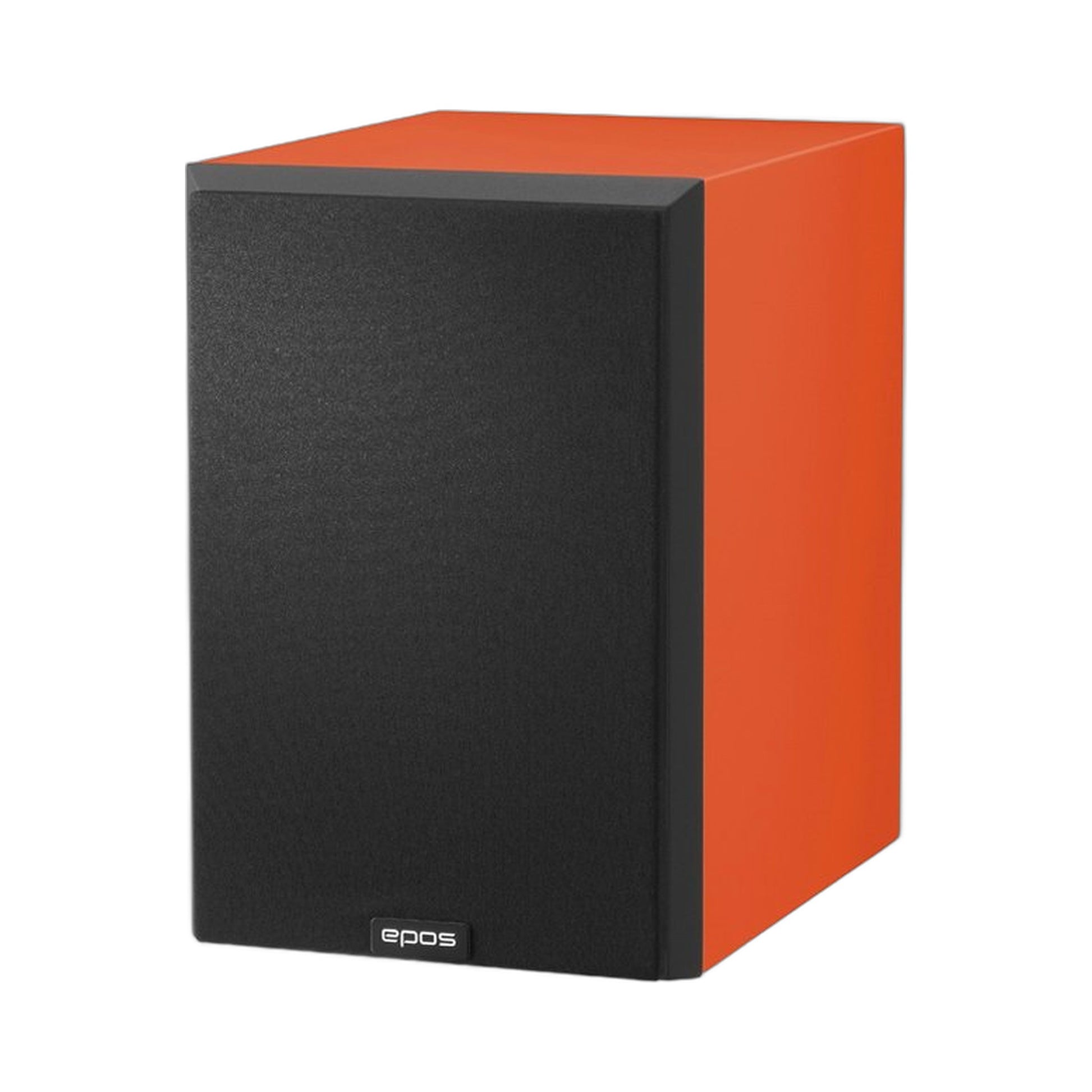 Epos ES-7N Regallautsprecher Orange Schrägansicht mit montierter Frontbespannung