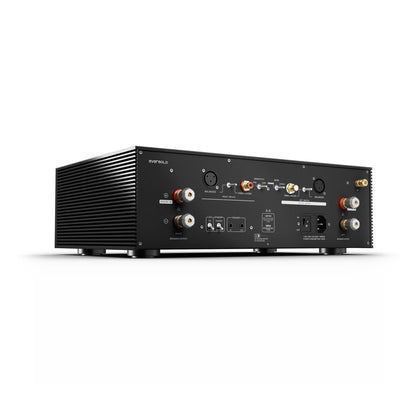Eversolo AMP-F8 Stereo-Endverstärker Rückansicht schräg von hinten mit Anschlüssen