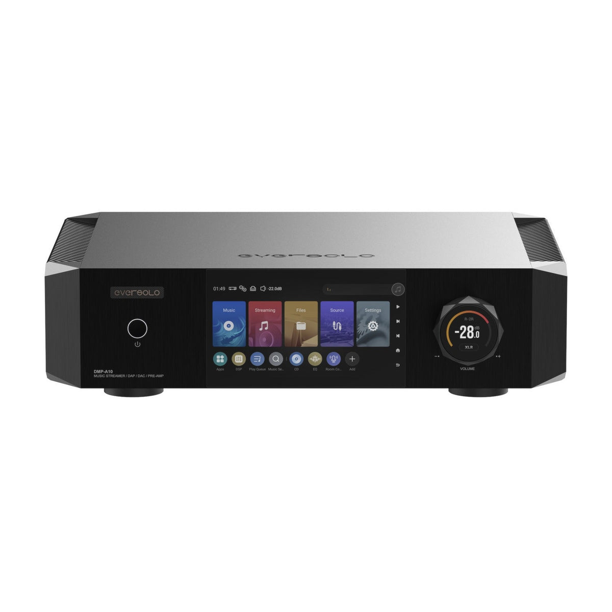 Eversolo DMP-A10 Netzwerk-Streamer Frontansicht mit Touchscreen und Lautstärkeknopf