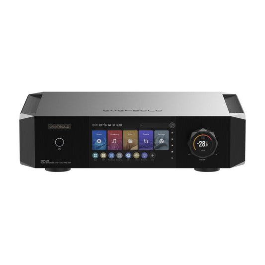 Eversolo DMP-A10 Netzwerk-Streamer Frontansicht mit Touchscreen und Lautstärkeknopf