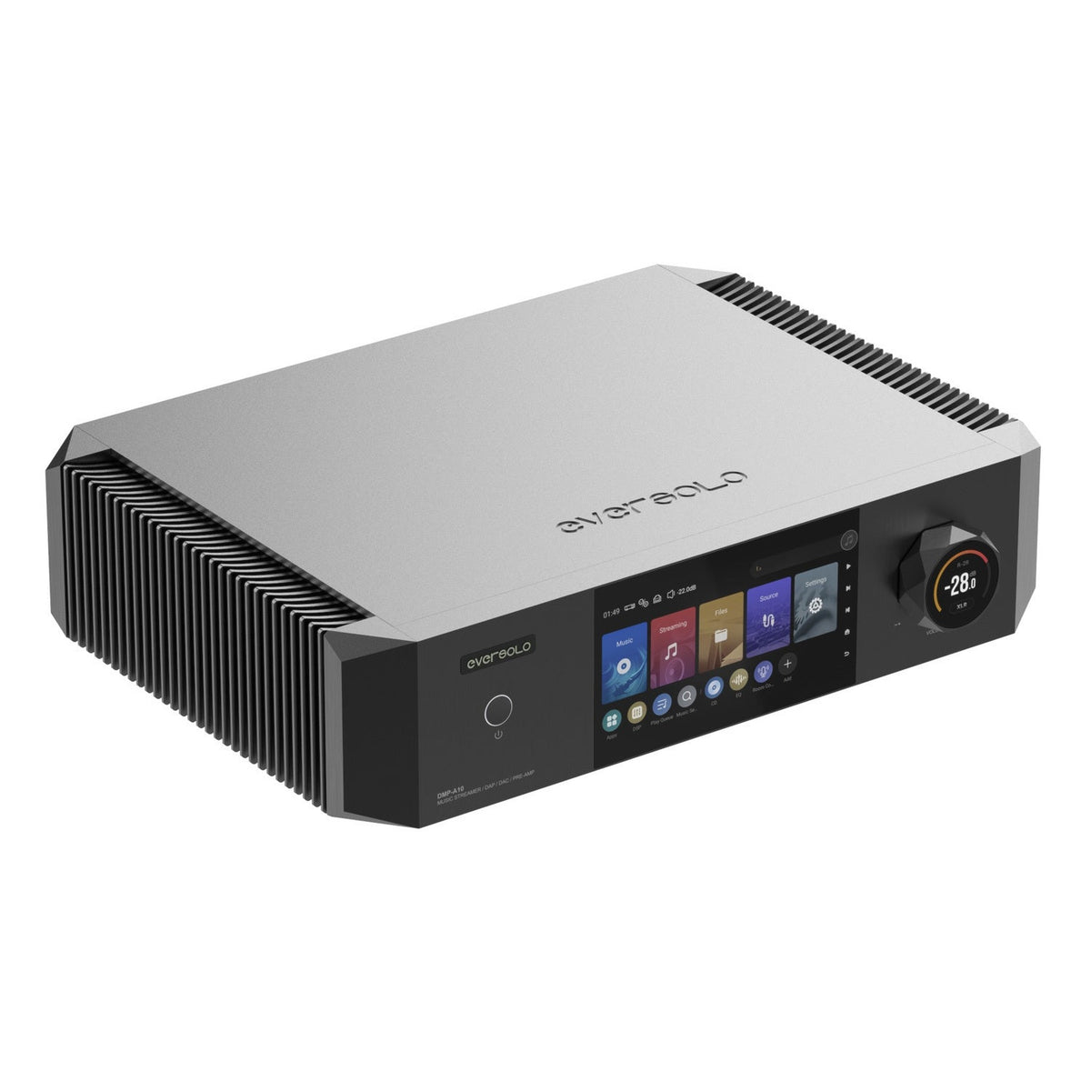 Eversolo DMP-A10 Netzwerk-Streamer Schrägansicht mit Aluminium-Gehäuse
