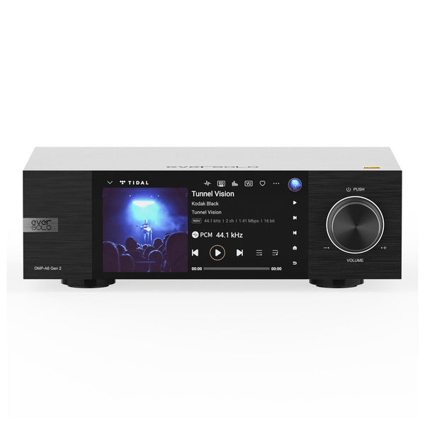 Eversolo DMP-A6 Gen 2 Netzwerk-Streamer Frontansicht mit Touchscreen und Lautstärkeknopf