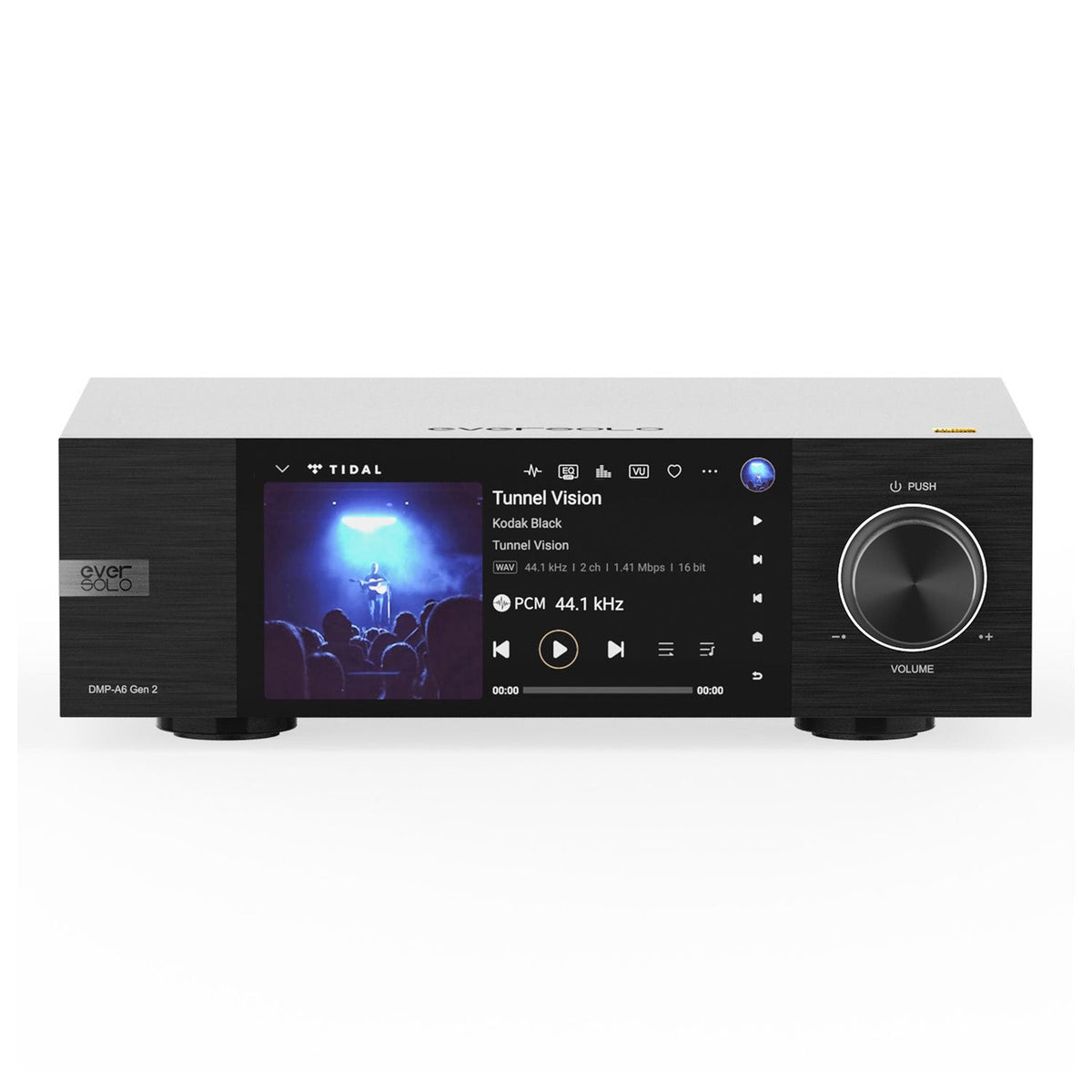 Eversolo DMP-A6 Gen 2 Netzwerk-Streamer Frontansicht mit Touchscreen und Lautstärkeknopf