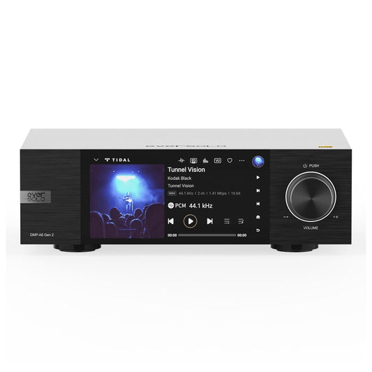Eversolo DMP-A6 Gen 2 Netzwerk-Streamer Frontansicht mit Touchscreen und Lautstärkeknopf