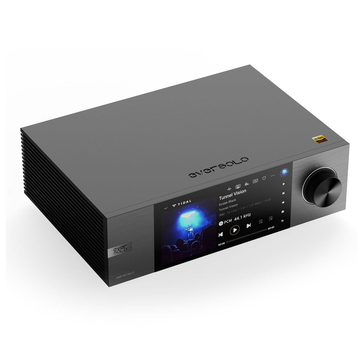 Eversolo DMP-A6 Gen 2 Netzwerk-Streamer Schrägansicht mit Touchscreen