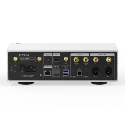 Eversolo DMP-A6 Master Edition Gen 2 Streamer Silber Rückansicht mit XLR-, Cinch- und Digitalanschlüssen