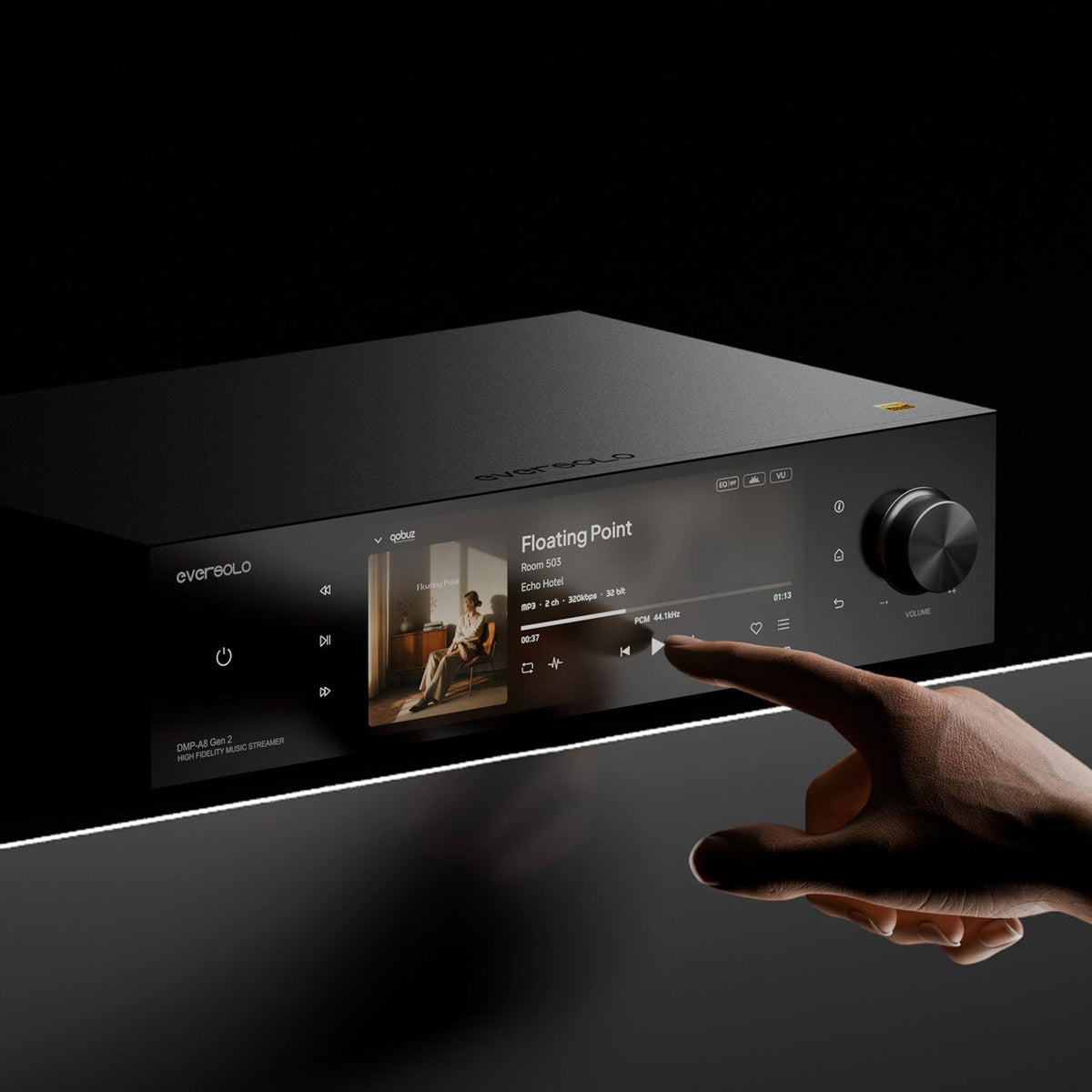 Eversolo DMP-A8 Gen 2 Netzwerk-Streamer Schwarz Displayansicht Touchscreen-Bedienung
