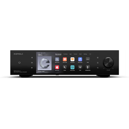 Eversolo DMP-A8 Gen 2 Netzwerk-Streamer Schwarz Frontansicht mit Touchscreen und Lautstärkeknopf
