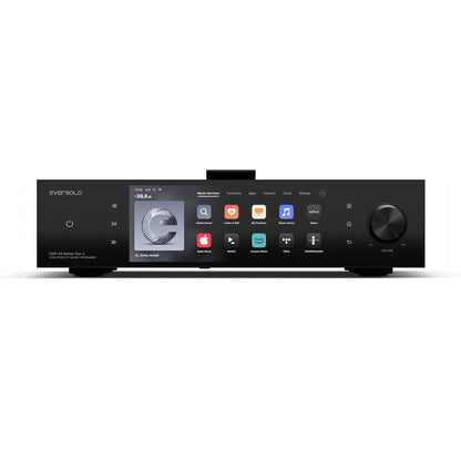 Eversolo DMP-A8 Master Gen 2 Netzwerk-Streamer Frontansicht mit Touchscreen und Lautstärkeregler