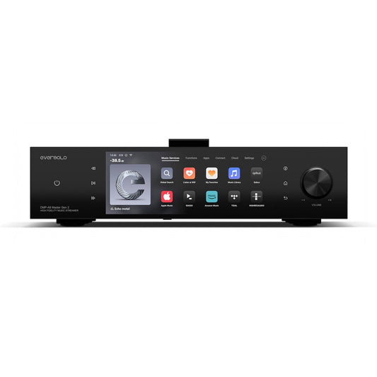 Eversolo DMP-A8 Master Gen 2 Netzwerk-Streamer Frontansicht mit Touchscreen und Lautstärkeregler