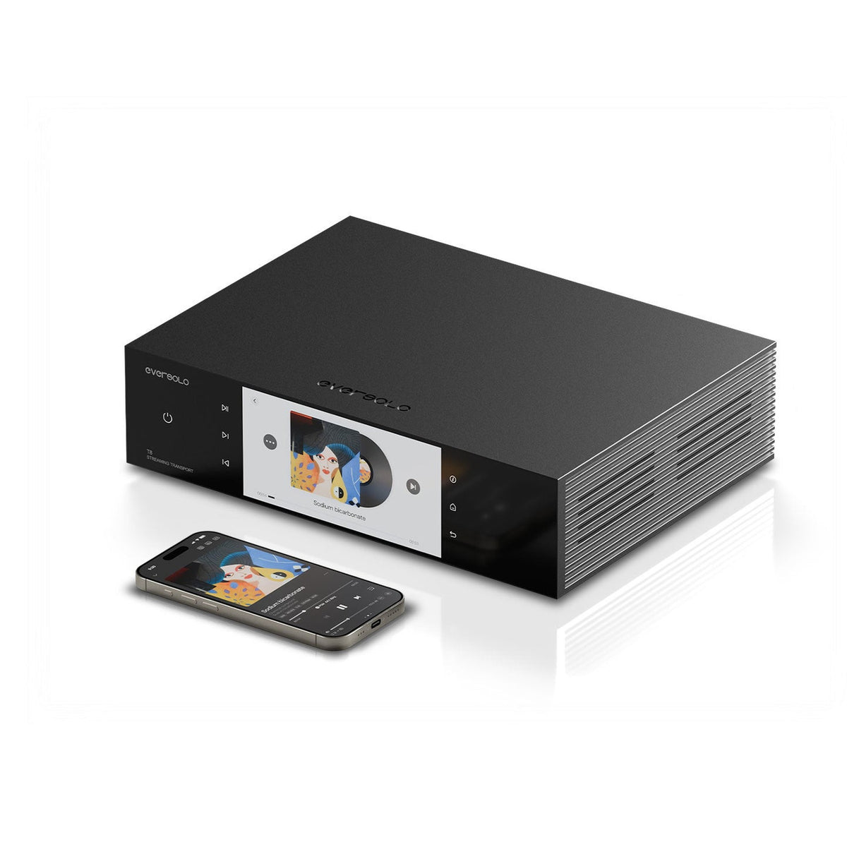 Eversolo T8 Streaming-Transport Anwendungsbild mit Smartphone-App