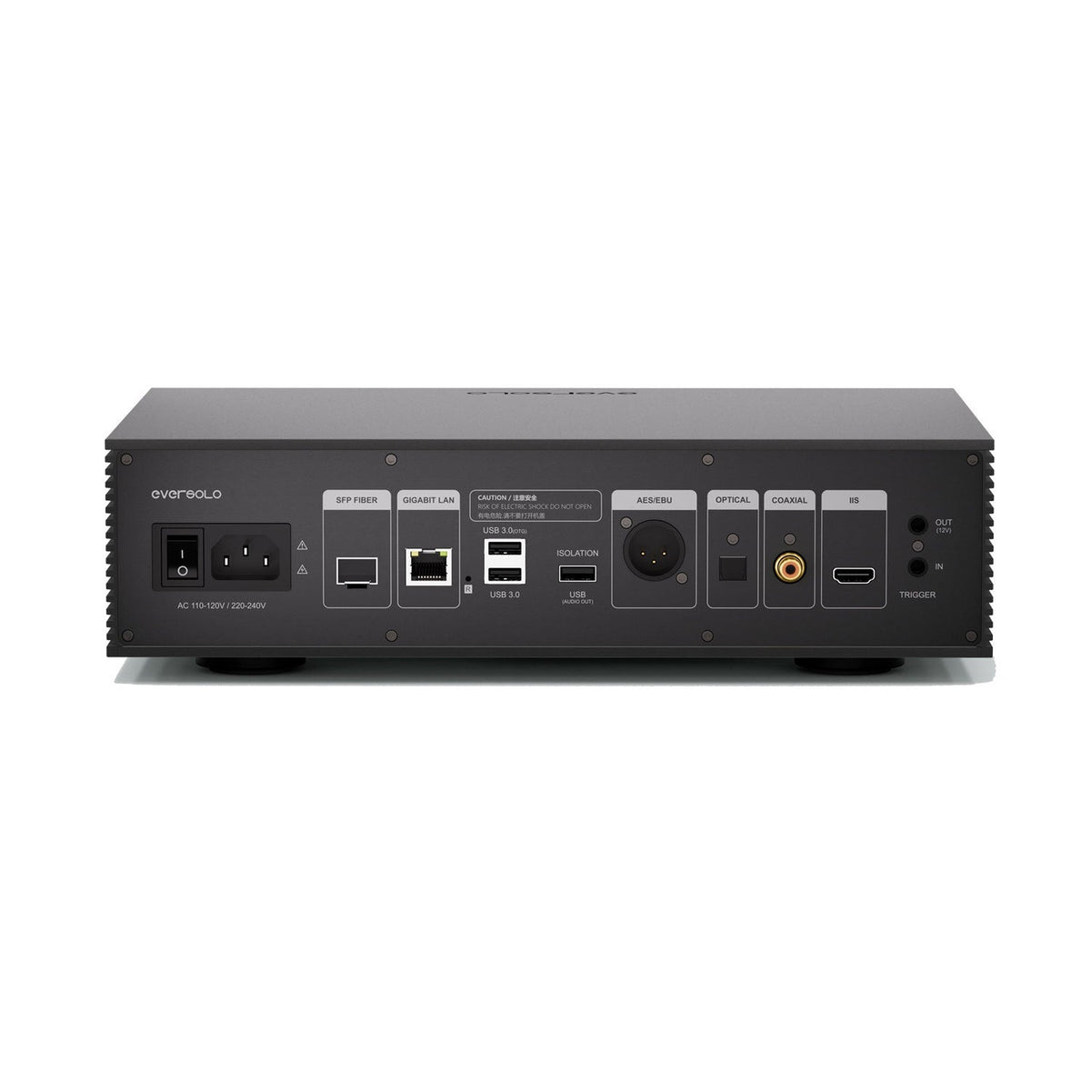 Eversolo T8 Streaming-Transport Rückansicht mit Digitalausgängen und LAN