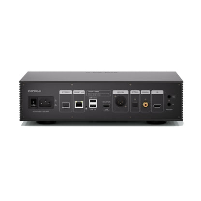 Eversolo T8 Streaming-Transport Rückansicht mit Digitalausgängen und LAN