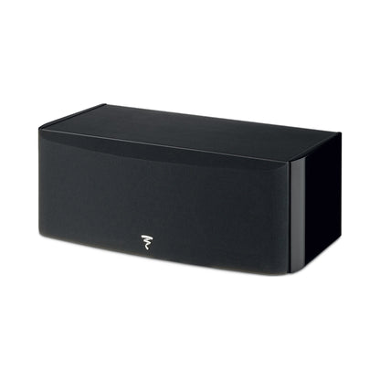 Focal Aria EVO X Center-Lautsprecher Schwarz Hochglanz Schrägansicht mit montierter Abdeckung