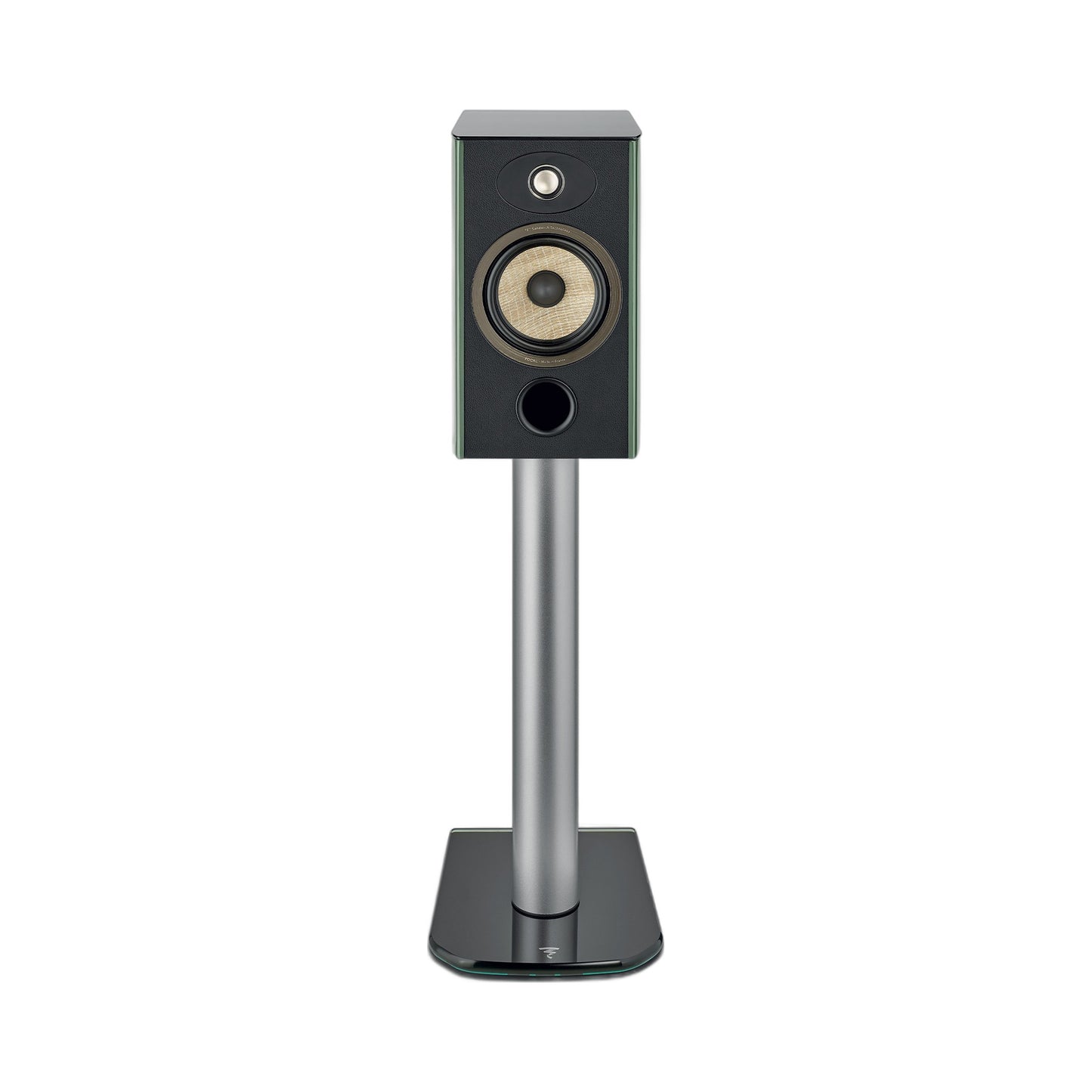 Focal Aria EVO X N°1 Regallautsprecher Moosgrün Hochglanz Frontansicht auf Lautsprecherständer