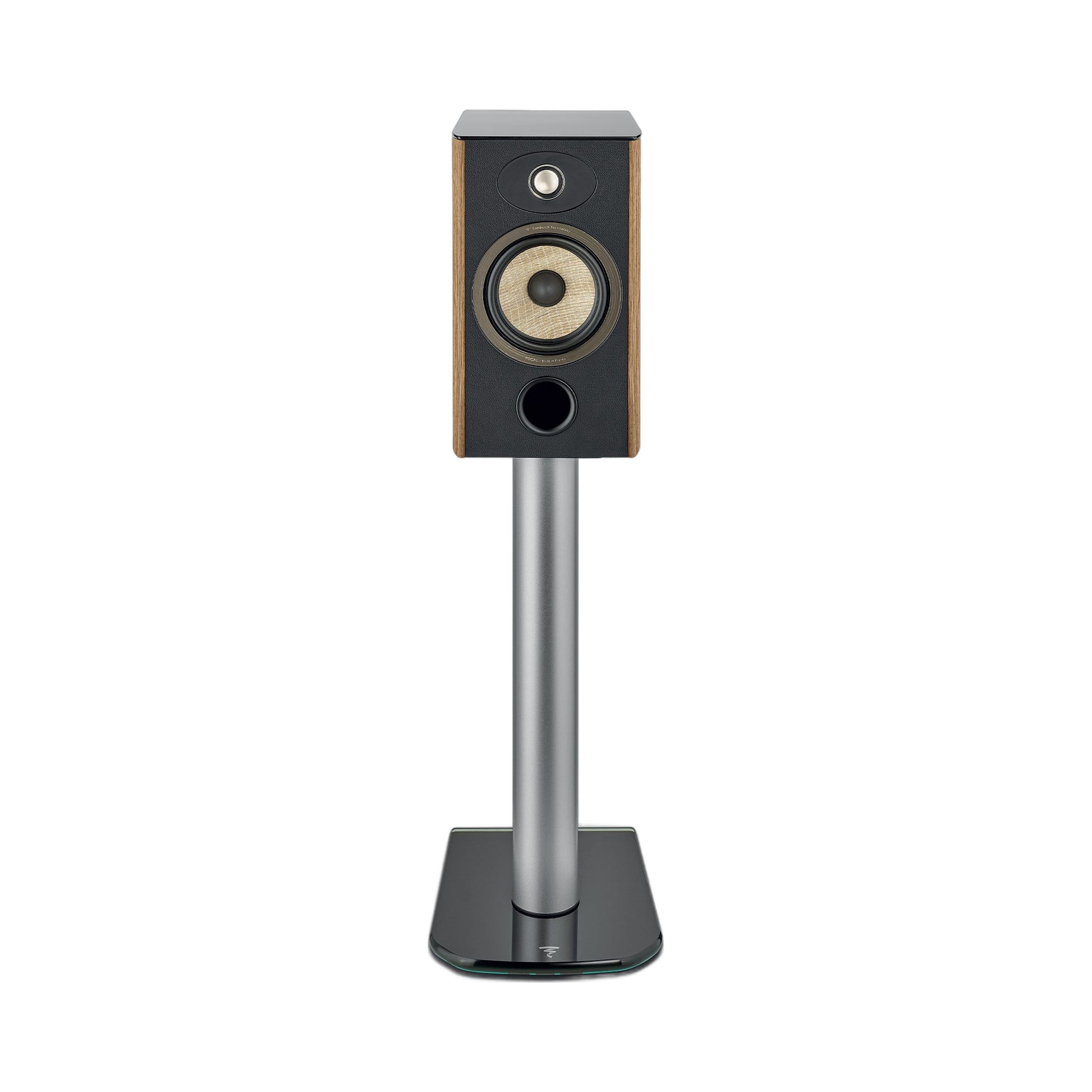 Focal Aria EVO X N°1 Regallautsprecher Nussbaum Frontansicht auf Lautsprecherständer