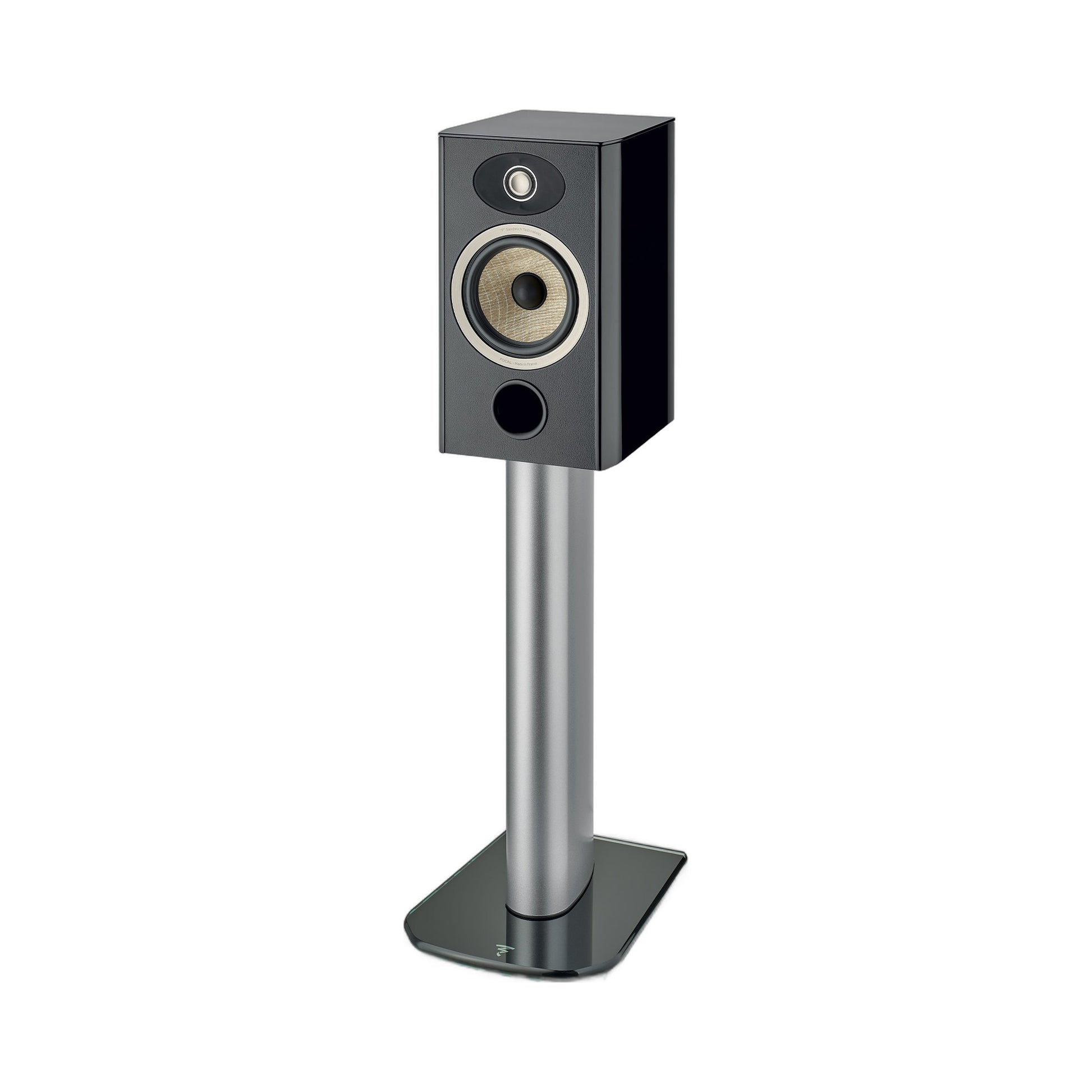 Focal Aria EVO X N°1 Regallautsprecher Schwarz Hochglanz Frontansicht auf Lautsprecherständer