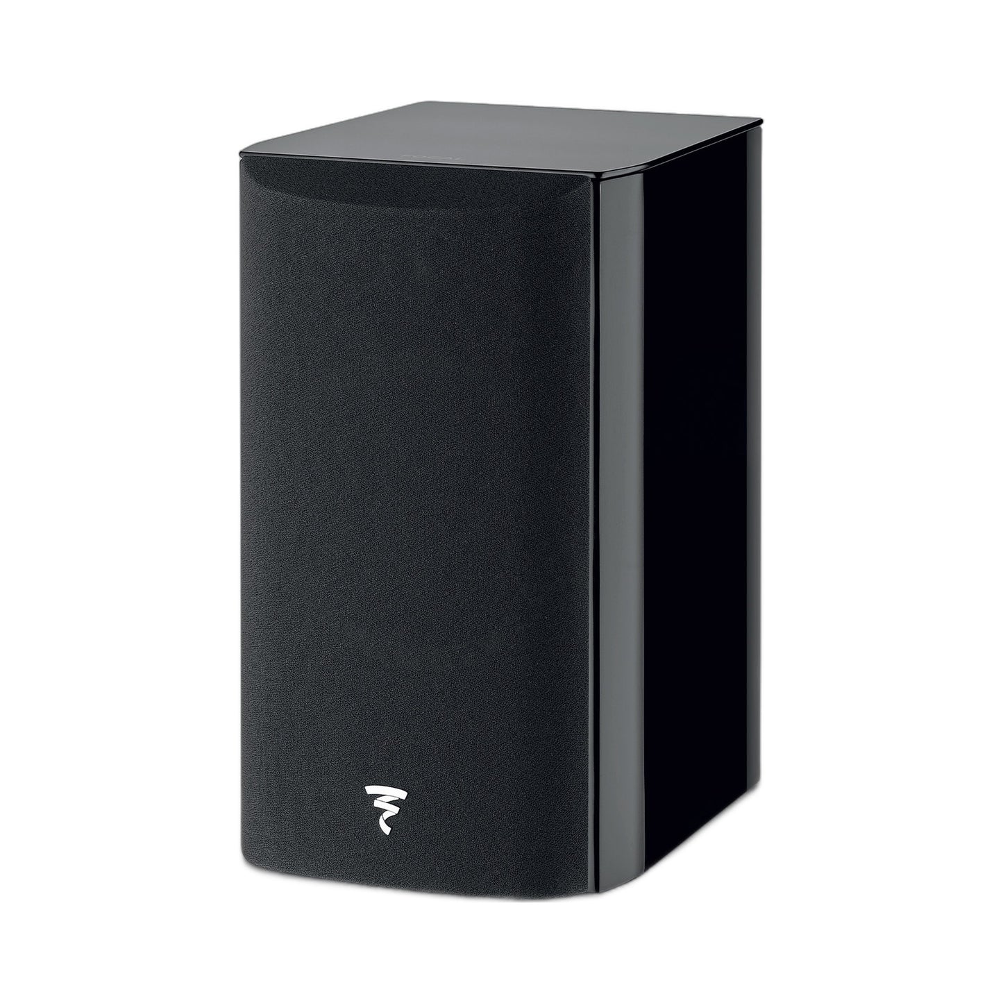 Focal Aria EVO X N°1 Regallautsprecher Schwarz Hochglanz Schrägansicht mit aufgesetzter Abdeckung