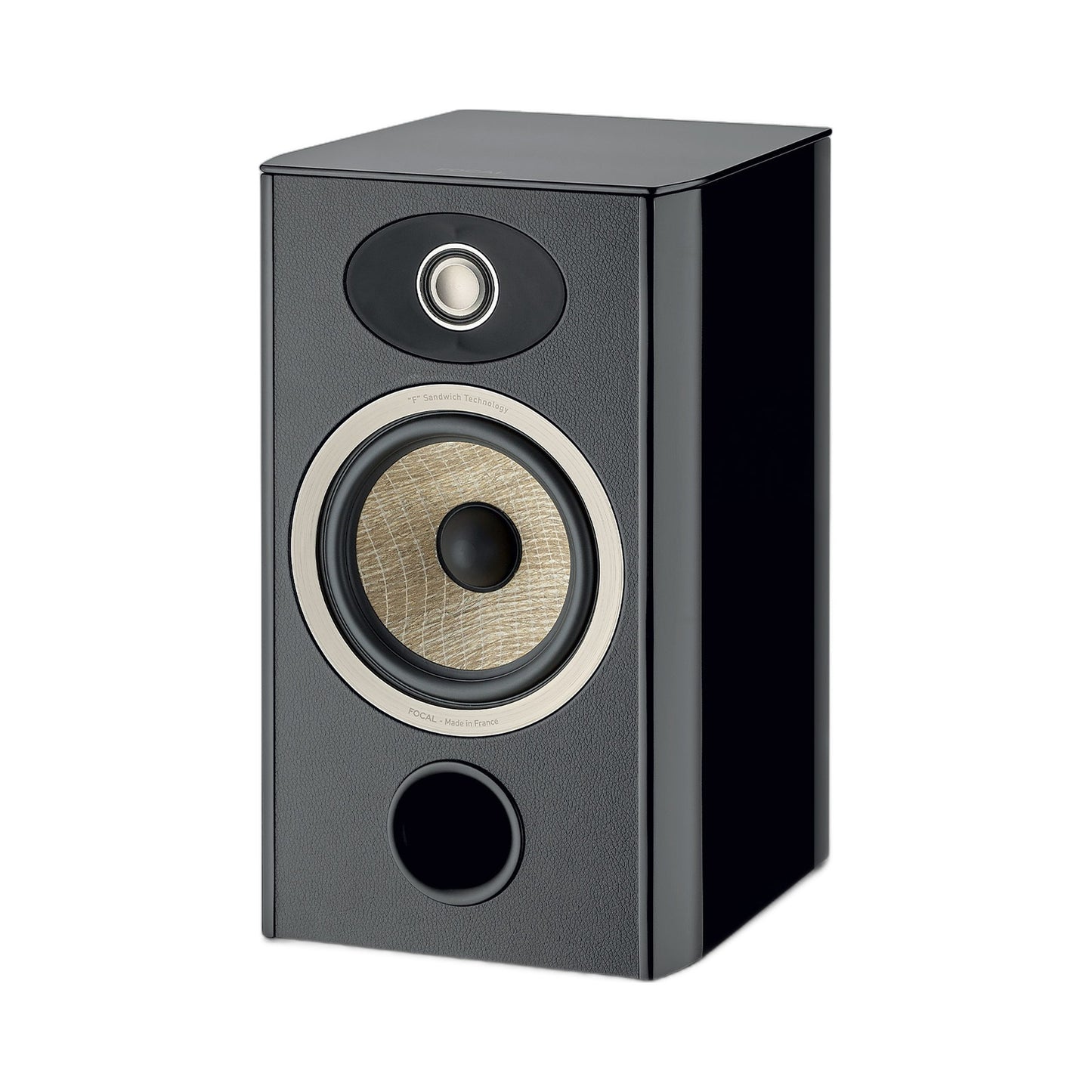 Focal Aria EVO X N°1 Regallautsprecher Schwarz Hochglanz Schrägansicht ohne Abdeckung