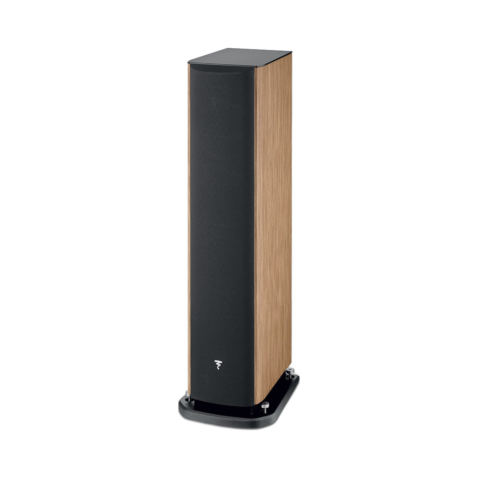 Focal Aria EVO X N°2 Standlautsprecher Nussbaum Schrägansicht mit Abdeckung