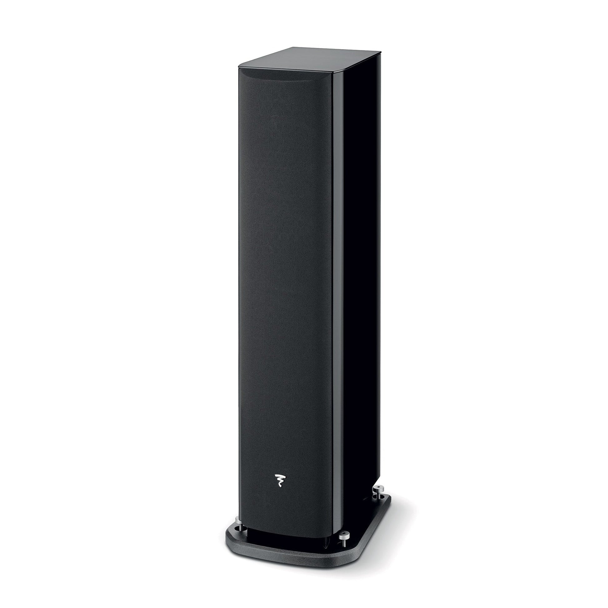 Focal Aria EVO X N°2 Standlautsprecher Schwarz Hochglanz Schrägansicht mit Abdeckung