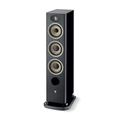 Focal Aria EVO X N°2 Standlautsprecher Schwarz Hochglanz Schrägansicht ohne Abdeckung