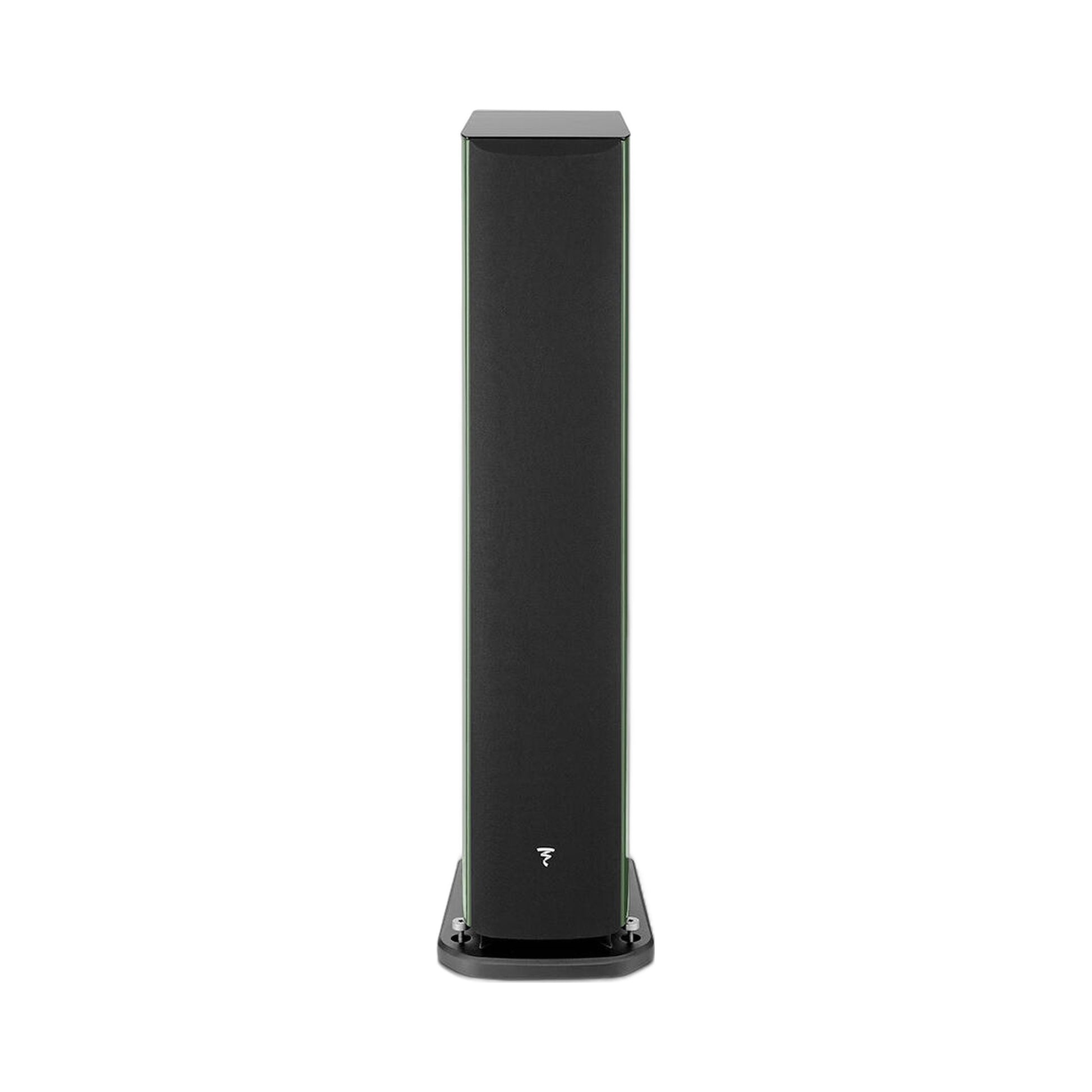 Focal Aria EVO X N°3 Standlautsprecher Moosgrün Hochglanz Frontansicht mit Abdeckung