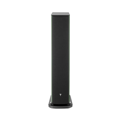 Focal Aria EVO X N°3 Standlautsprecher Moosgrün Hochglanz Frontansicht mit Abdeckung