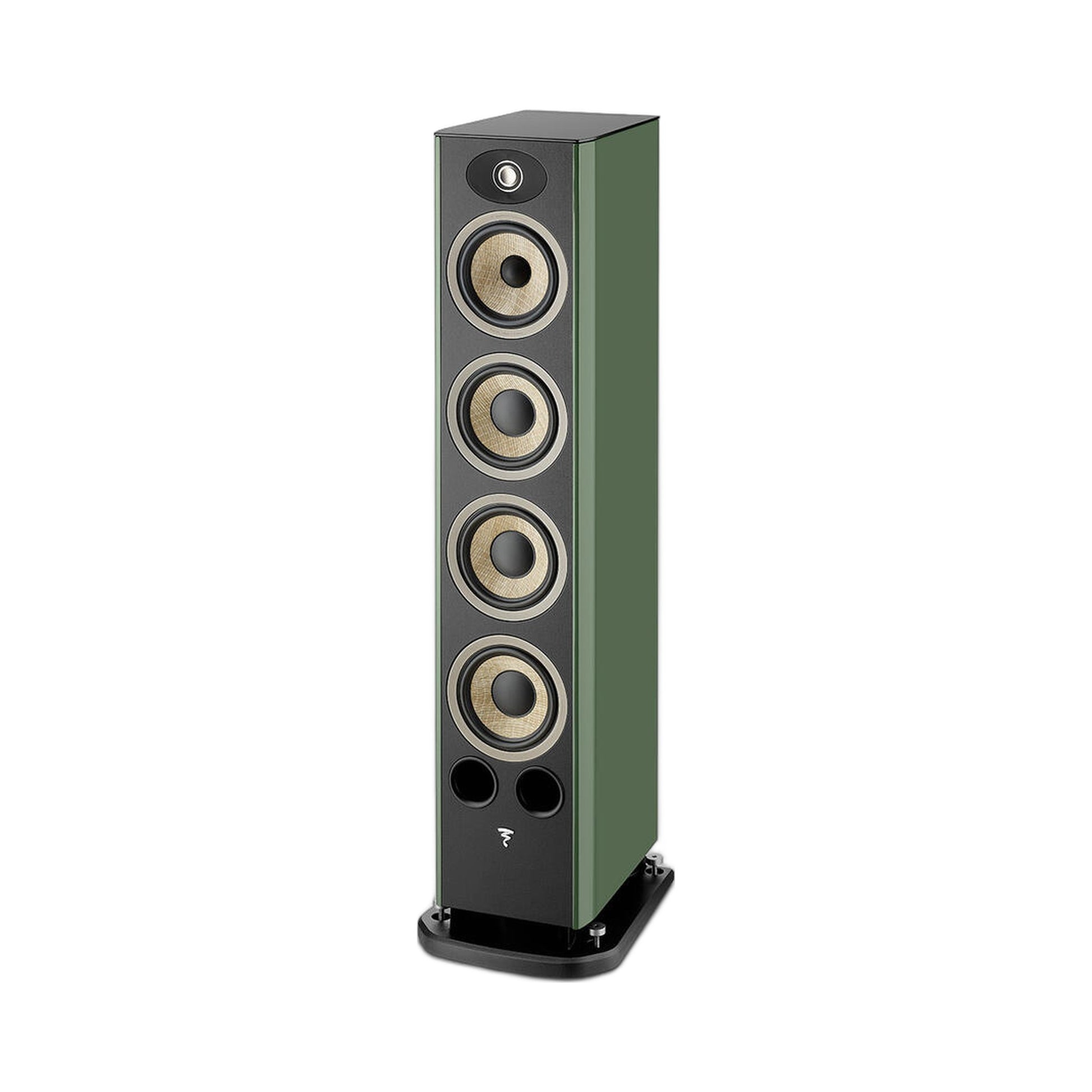 Focal Aria EVO X N°3 Standlautsprecher Moosgrün Hochglanz Schrägansicht ohne Abdeckung