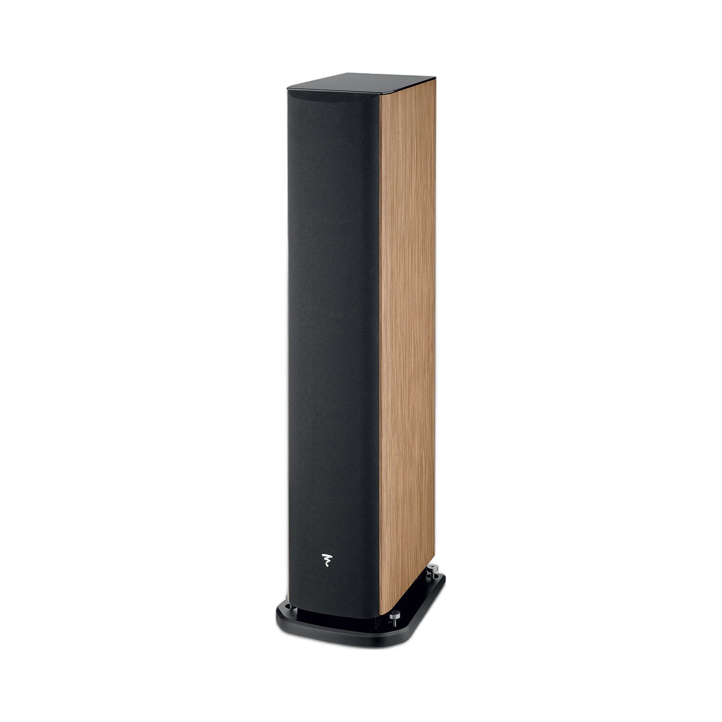 Focal Aria EVO X N°3 Standlautsprecher Nussbaum Schrägansicht mit Abdeckung