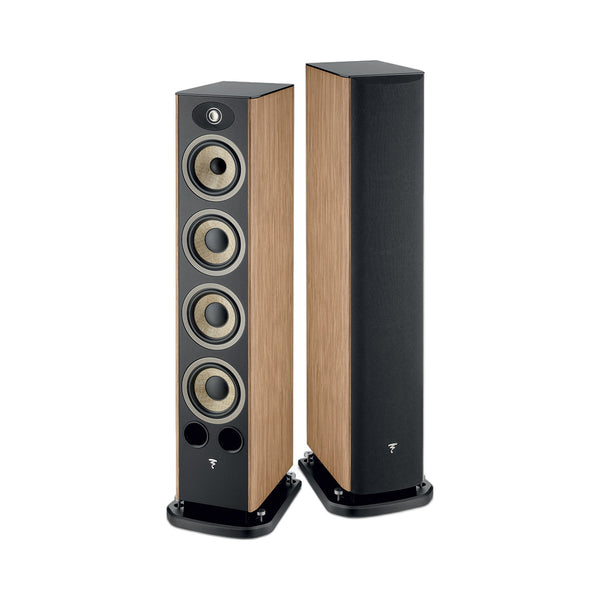 Focal Aria EVO X N°3 Standlautsprecher Nussbaum Stereopaar, links ohne, rechts mit Abdeckung