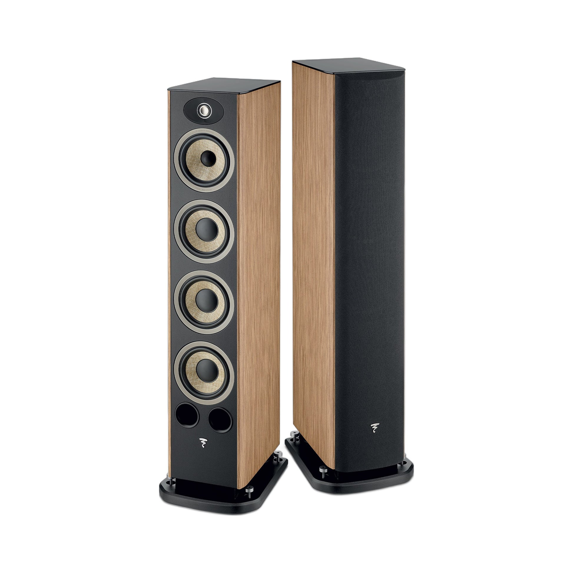 Focal Aria EVO X N°3 Standlautsprecher Nussbaum Stereopaar, links ohne, rechts mit Abdeckung