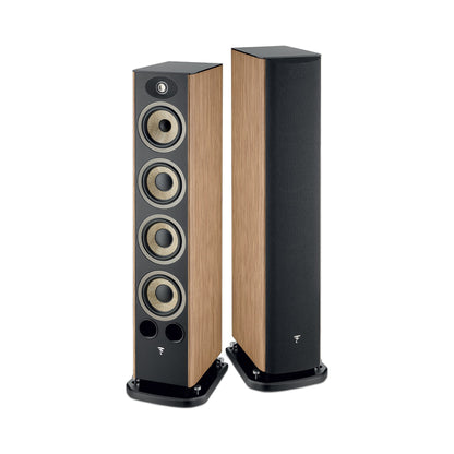 Focal Aria EVO X N°3 Standlautsprecher Nussbaum Stereopaar, links ohne, rechts mit Abdeckung