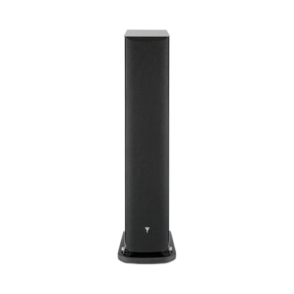 Focal Aria EVO X N°3 Standlautsprecher Schwarz Hochglanz Frontansicht mit Abdeckung