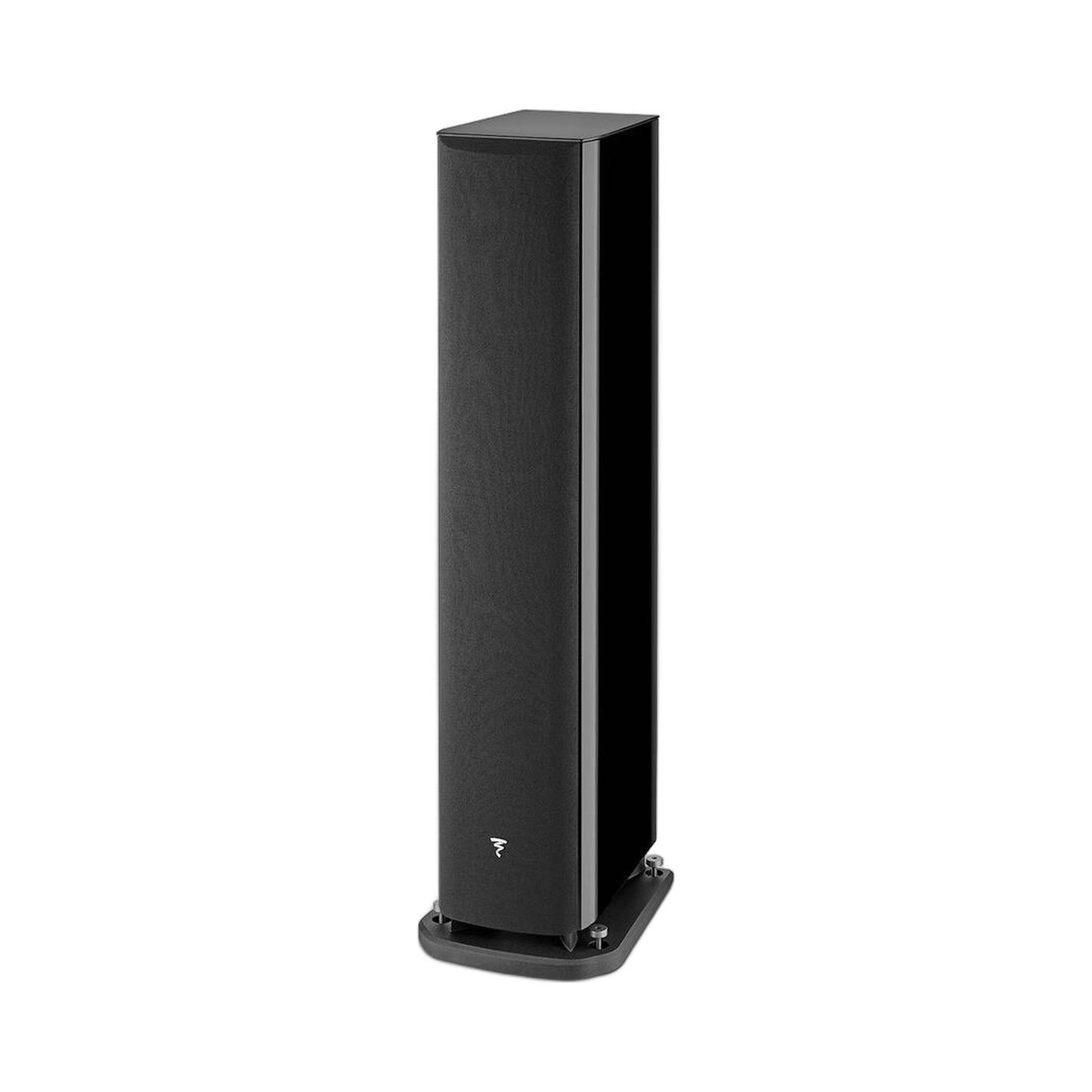 Focal Aria EVO X N°3 Standlautsprecher Schwarz Hochglanz Schrägansicht mit Abdeckung