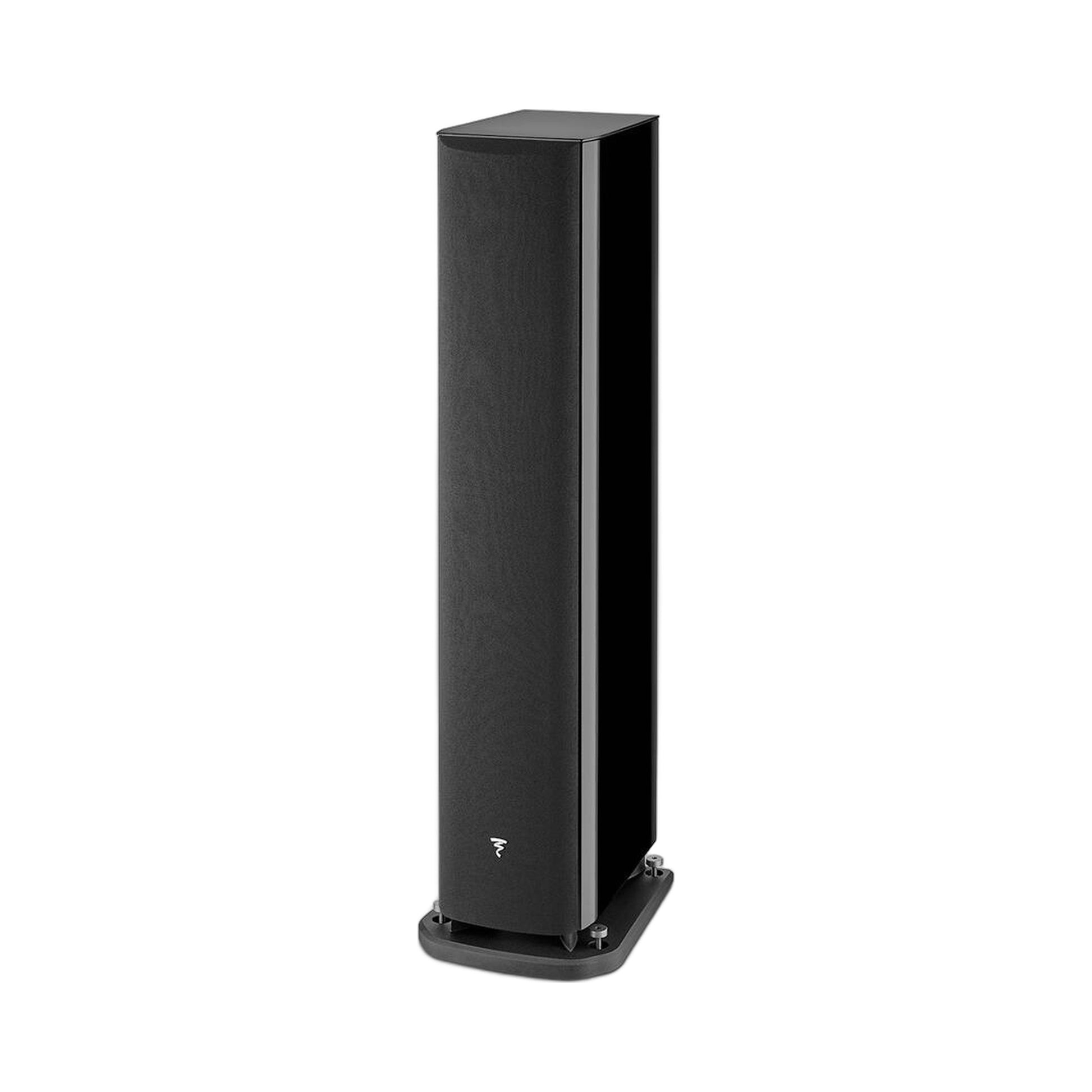 Focal Aria EVO X N°3 Standlautsprecher Schwarz Hochglanz Schrägansicht mit Abdeckung