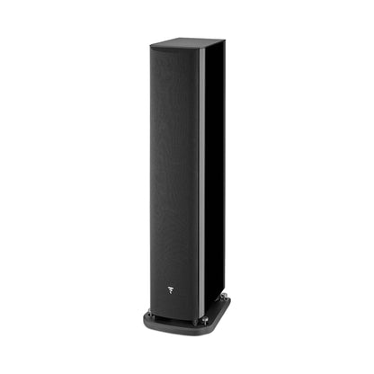 Focal Aria EVO X N°3 Standlautsprecher Schwarz Hochglanz Schrägansicht mit Abdeckung