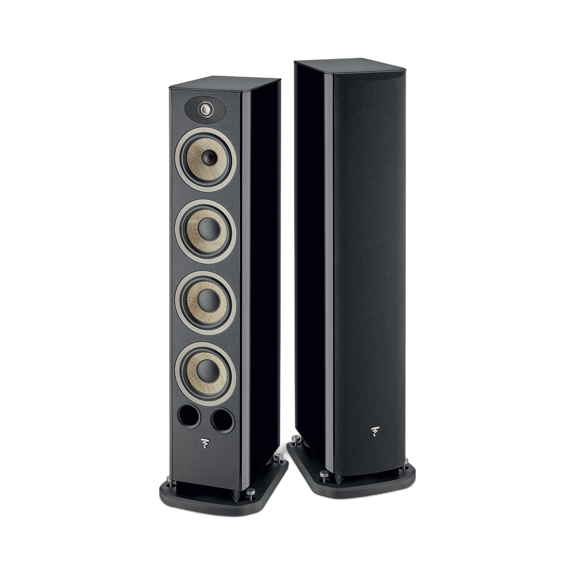 Focal Aria EVO X N°3 Standlautsprecher Schwarz Hochglanz Stereopaar, links ohne, rechts mit Abdeckung