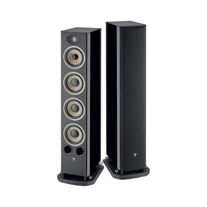 Focal Aria EVO X N°3 Standlautsprecher Schwarz Hochglanz Stereopaar, links ohne, rechts mit Abdeckung