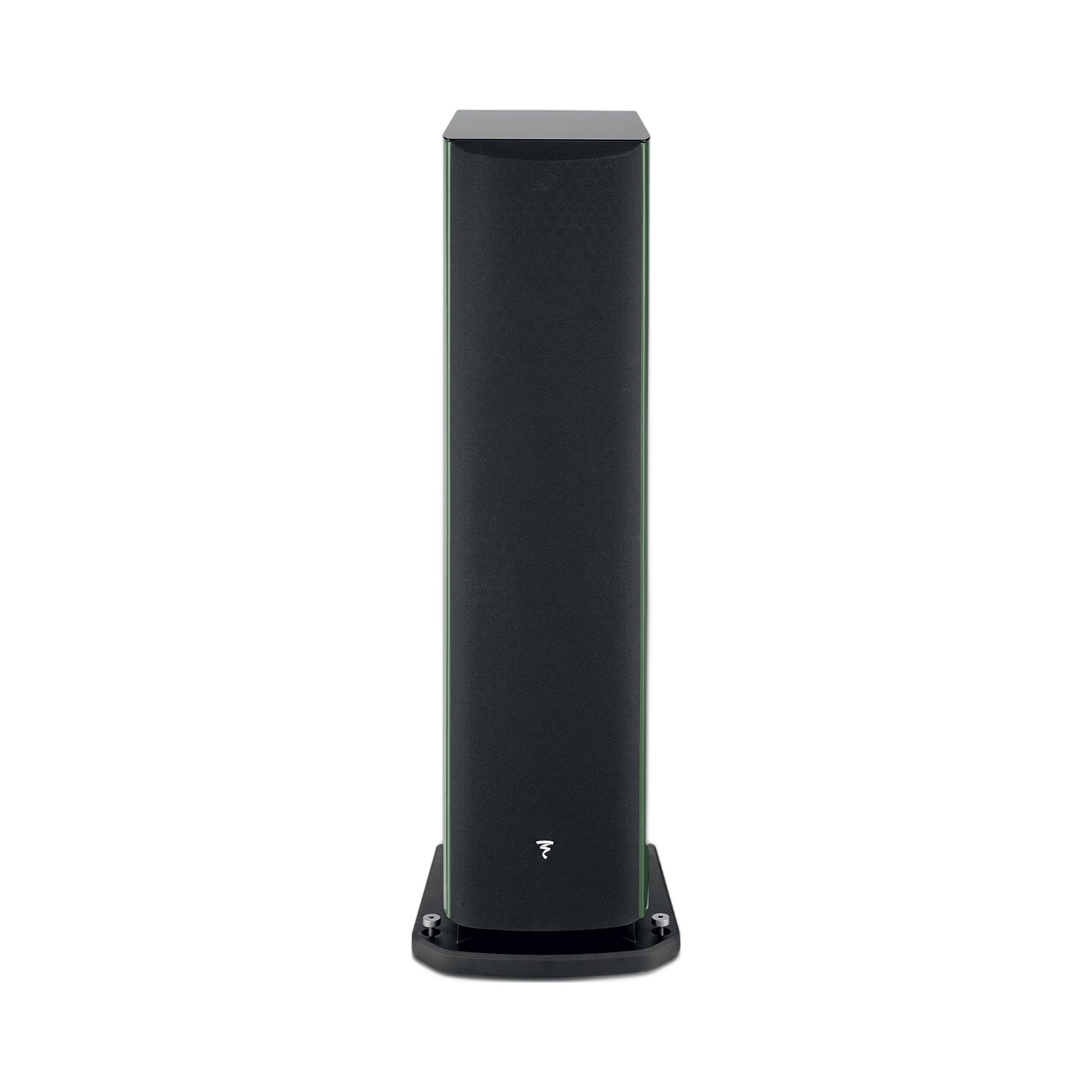 Focal Aria EVO X N°4 Standlautsprecher Moosgrün Hochglanz Frontansicht mit Abdeckung
