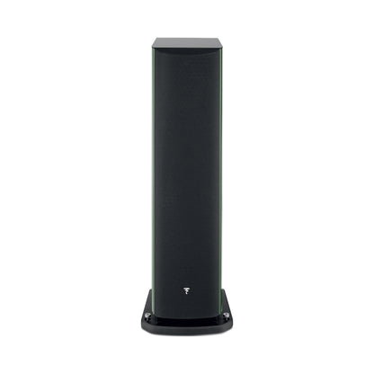Focal Aria EVO X N°4 Standlautsprecher Moosgrün Hochglanz Frontansicht mit Abdeckung