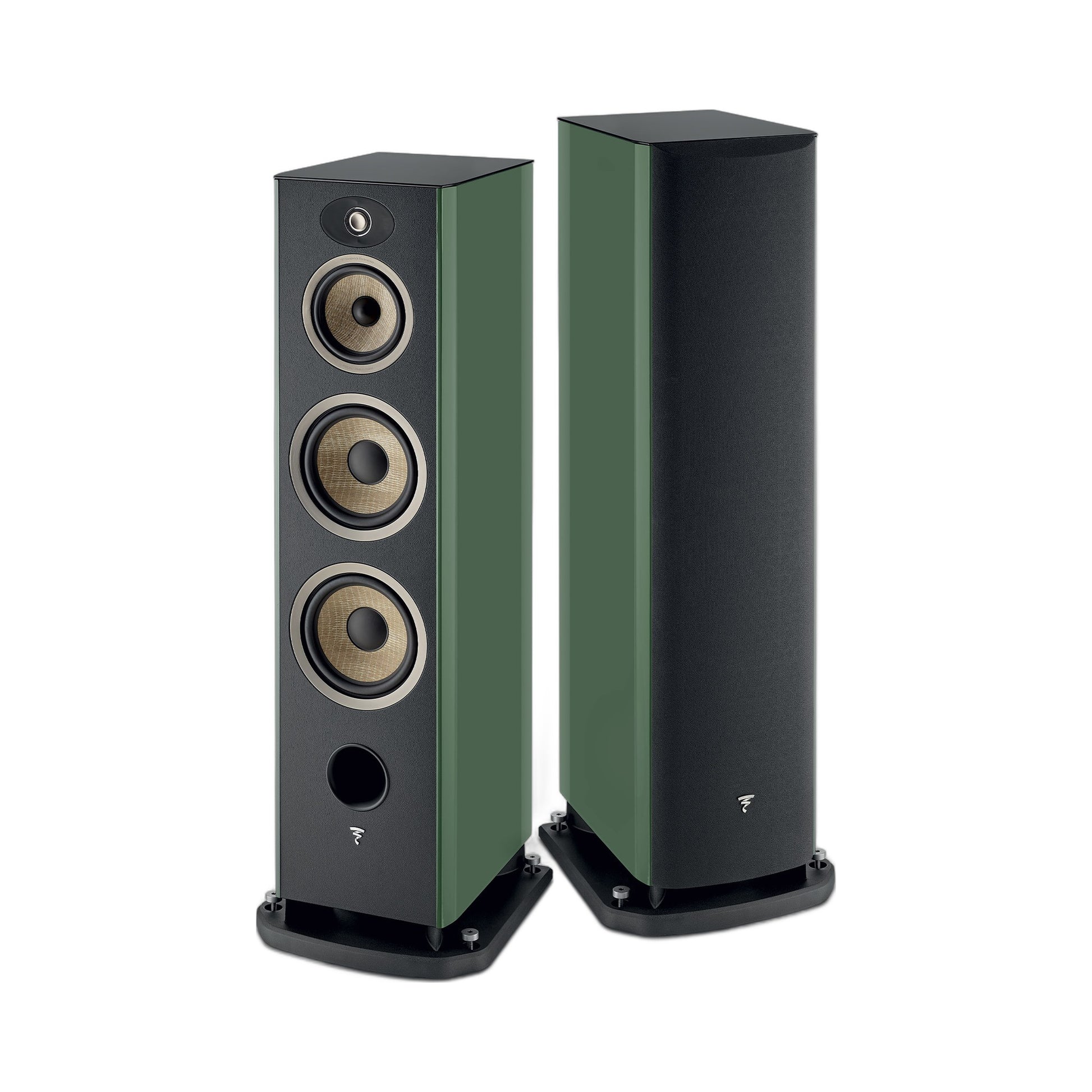 Focal Aria EVO X N°4 Standlautsprecher Moosgrün Hochglanz Stereopaar mit und ohne Abdeckung