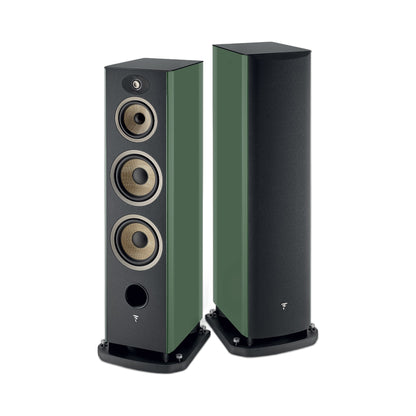 Focal Aria EVO X N°4 Standlautsprecher Moosgrün Hochglanz Stereopaar mit und ohne Abdeckung