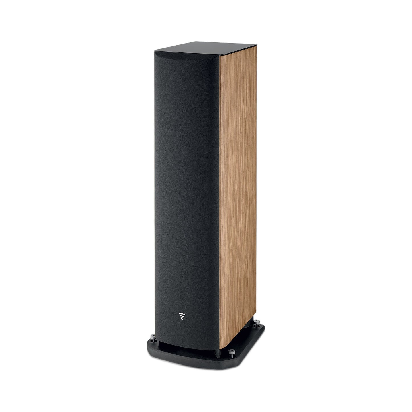 Focal Aria EVO X N°4 Standlautsprecher Nussbaum Schrägansicht mit Abdeckung