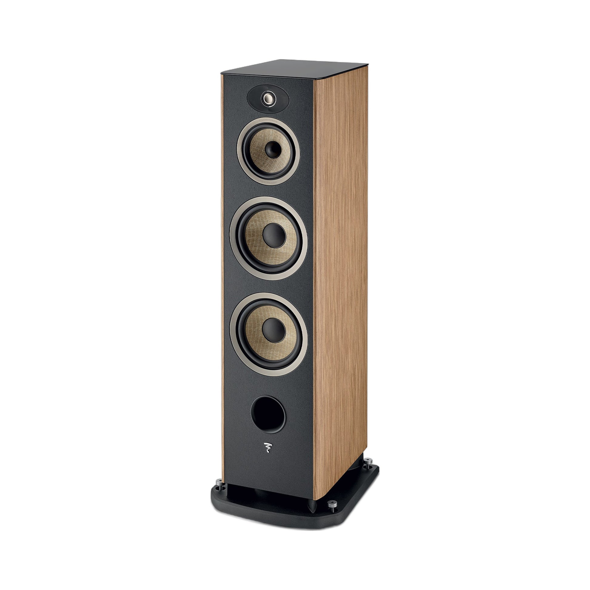 Focal Aria EVO X N°4 Standlautsprecher Nussbaum Schrägansicht ohne Abdeckung