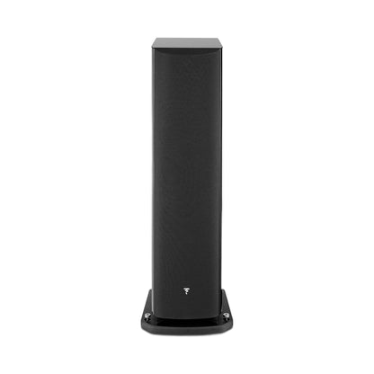 Focal Aria EVO X N°4 Standlautsprecher Schwarz Hochglanz Frontansicht mit Abdeckung