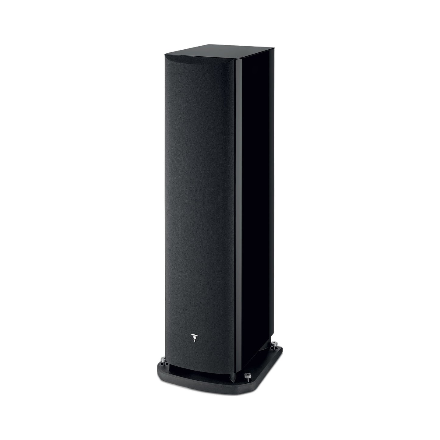 Focal Aria EVO X N°4 Standlautsprecher Schwarz Hochglanz Schrägansicht mit Abdeckung