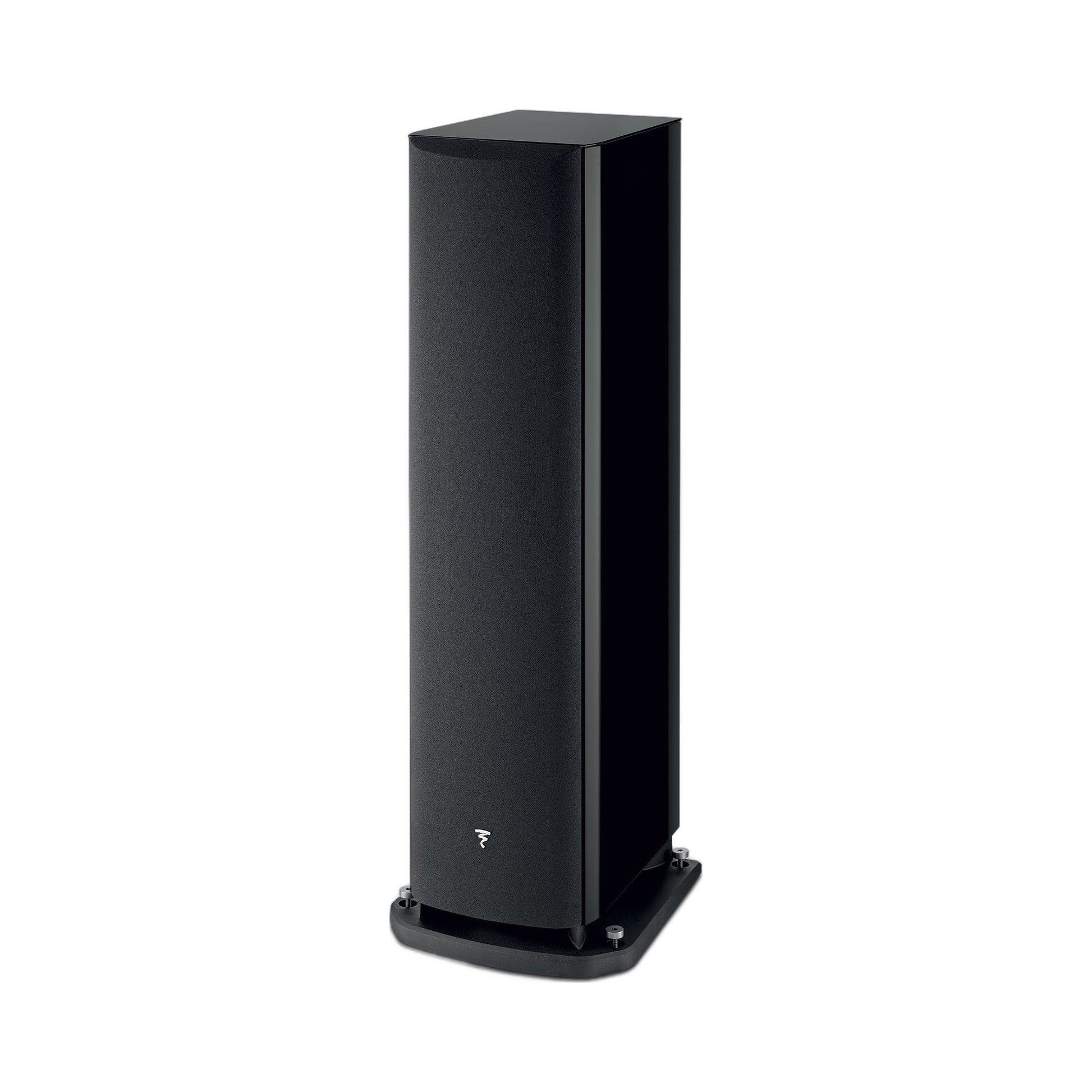 Focal Aria EVO X N°4 Standlautsprecher Schwarz Hochglanz Schrägansicht mit Abdeckung